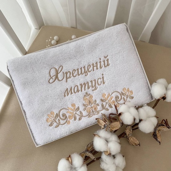 Рушник «Хрещеній матусі» Махра Зображення