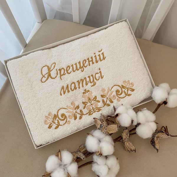 Рушник «Хрещеній матусі» Махра Зображення
