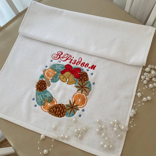 Рушник «Різдвяний віночок» Махра Зображення