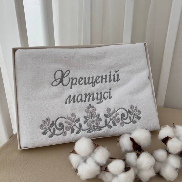 Рушник «Хрещеній матусі» Махра Зображення