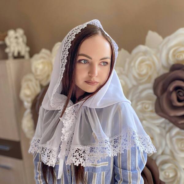 Палантин «Ажурні квіти» для дорослих Шифон Зображення